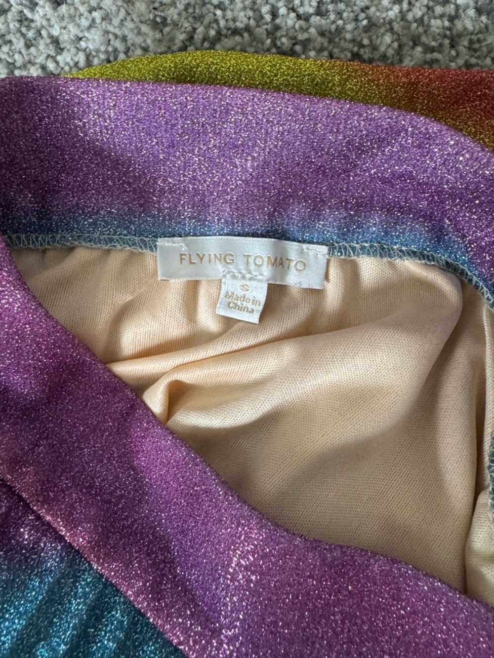 Flying Tomato Rainbow Chevron Pleated Midi Skirt - Glitter/Shimmer - Picture 3 of 3